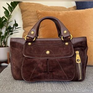 Celine Boogie Bag (COA) Dark Brown Suede with Gold Hardware
